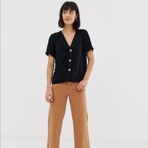 ASOS DESIGN boxy top with contrast buttons